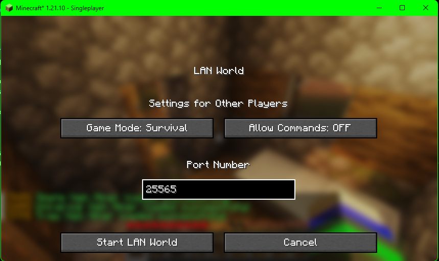 Opening to LAN